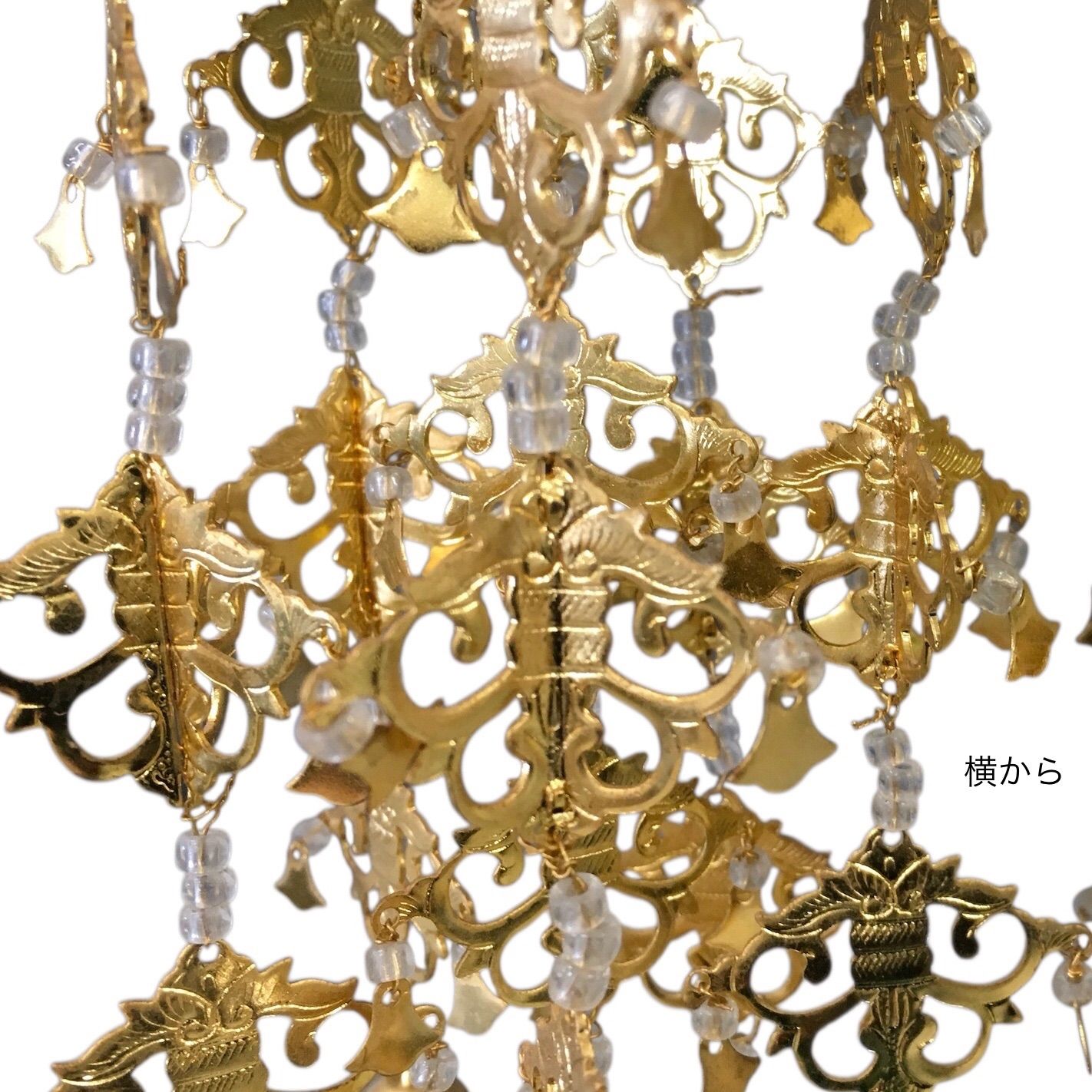 瓔珞 1対 約21cm 高品質 金メッキ 白玉 仏壇 仏具