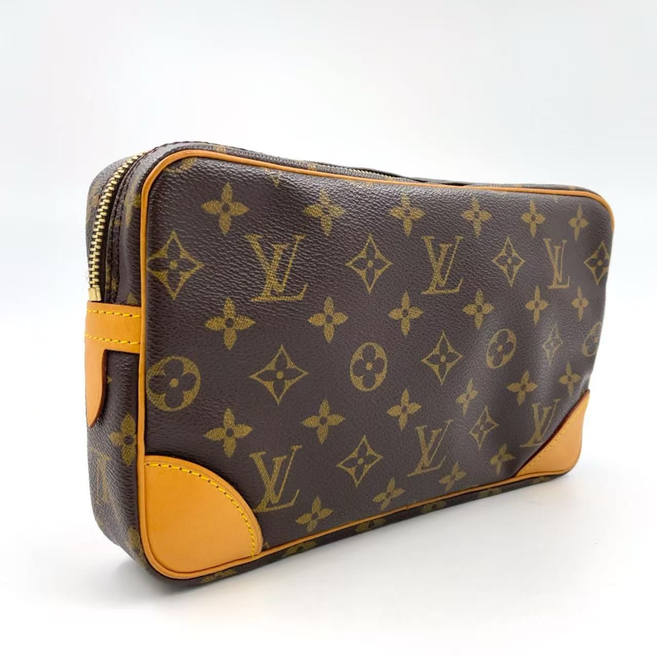 LOUIS VUITTON マルリードラゴンヌ モノグラム モノグラム レザー×PVC ブラウン×ライトブラウン クラッチバッグ ゴールド M51825