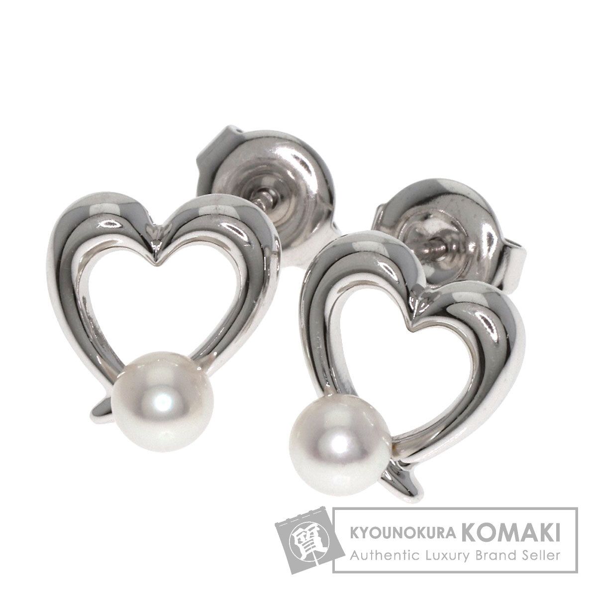 MIKIMOTO ハート型ピアス 真珠付き MIKIMOTO ミキモト ハートモチーフ パール 真珠 ピアス K18WG