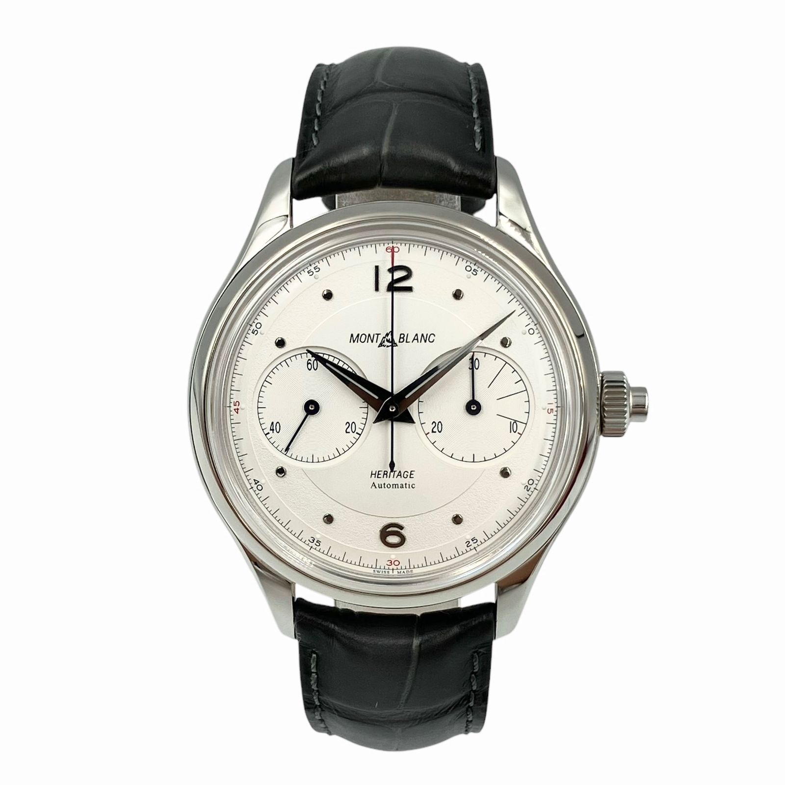 MONTBLANC モンブラン 119951 7494-OLCK3H4X4 自動巻き ヘリテイジ モノプッシャークロノグラフ 稼働品 ホワイト×シルバー×ブラック W0412MFTA2