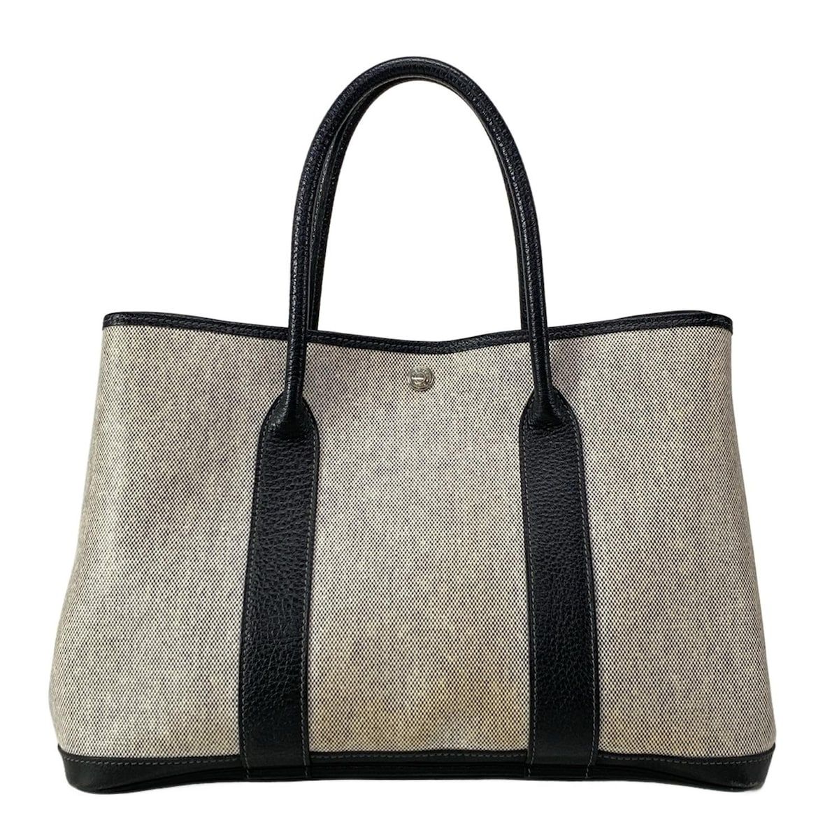 HERMES エルメス トートバッグ ガーデンパーティPM アイボリー×黒 レザー