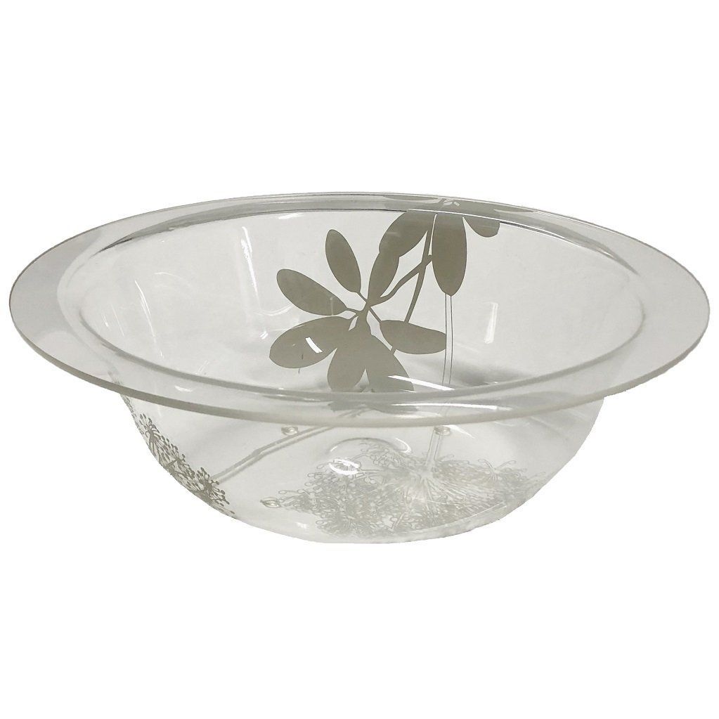 【速発送】センコー サリナ ウォッシュボール 洗面器 直径約 28cm クリ 透明クリ地にプランツ柄 モダン 55220