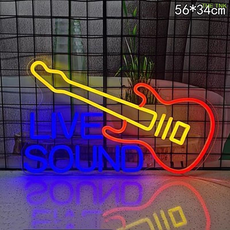 ネオンサイン 壁掛け ネオンイト ギター live sound 発光サイン ネオン管 壁装飾 おしゃれ LED ネオン看板 部屋 インテリア バー カフェ 車 屋内 販売店 趣味 照明 D786