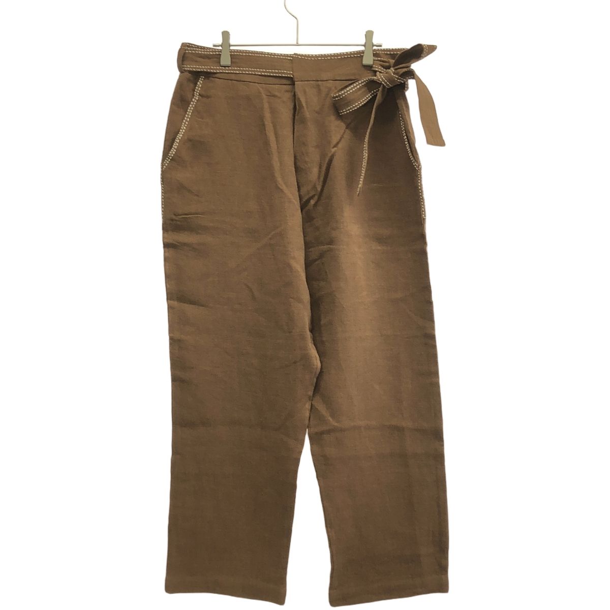 mii collection ミーコレクション PANT KAZU リネンベルテッドトラウザーパンツ 17M ブラウン M