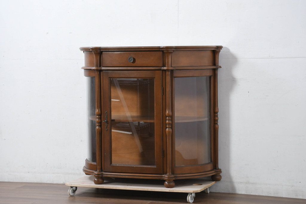 事前問合せ必須 ラウンドサイドキャビネット 中古 イタリア 曲げガラス