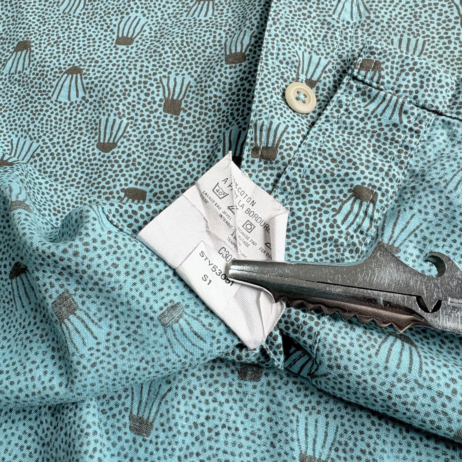 90s 1991年製 patagonia A/Cshirt Cotton Short sleeve shirt 【blue