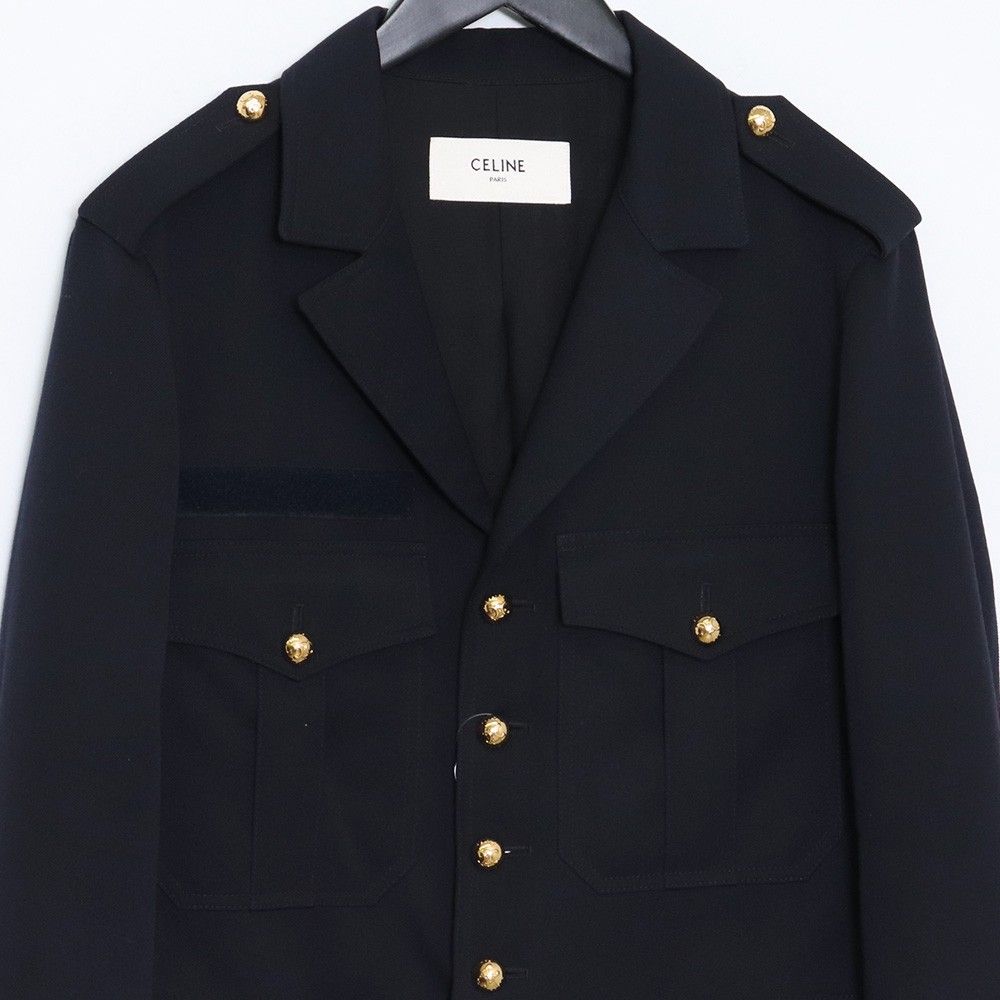 CELINE 23AW CROPPED SAHARIENNE JACKET IN DIAGONAL WOOL