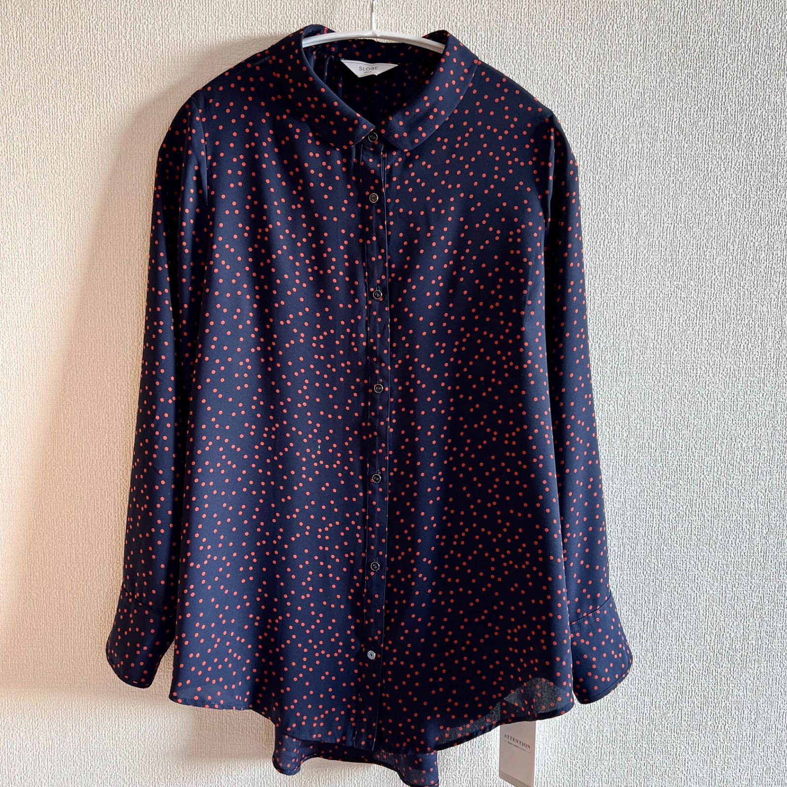 SLOBE IENA カラーランダムドット丸襟ブラウス【手洗い可能】☆新品 