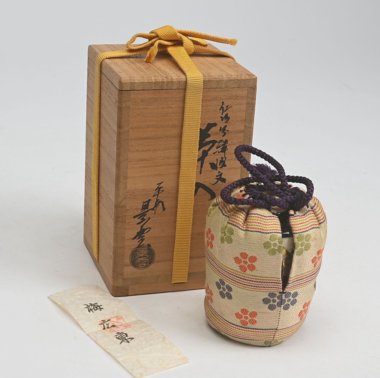 手塚景雲 仁清写鱗波文 茶入 仕覆 共箱 茶道具