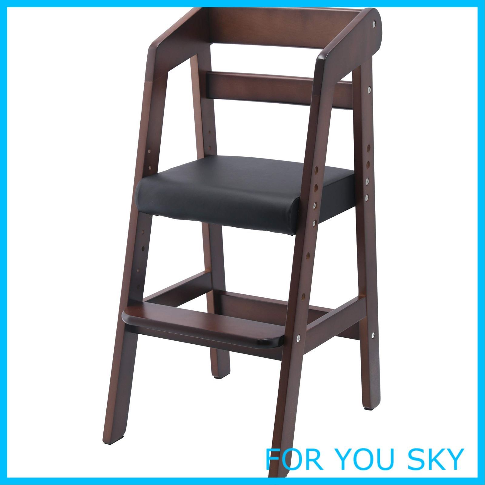 【人気商品】不二貿易 ベビーチェア キッズチェア 幅35×奥行41×高さ74.5cm ダークブラウン 木製 3段階 高さ調整可能 2才~5才 ハイチェア 14939