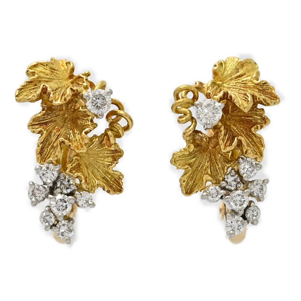 0.22ct 0.46ct Koji Iwakura 岩倉康二 葡萄モチーフ･葉っぱ･ダイヤモンドイヤリング コンビ-Kメイン-11.1g ゴールド×プラチナ ♀ N レディース 589765