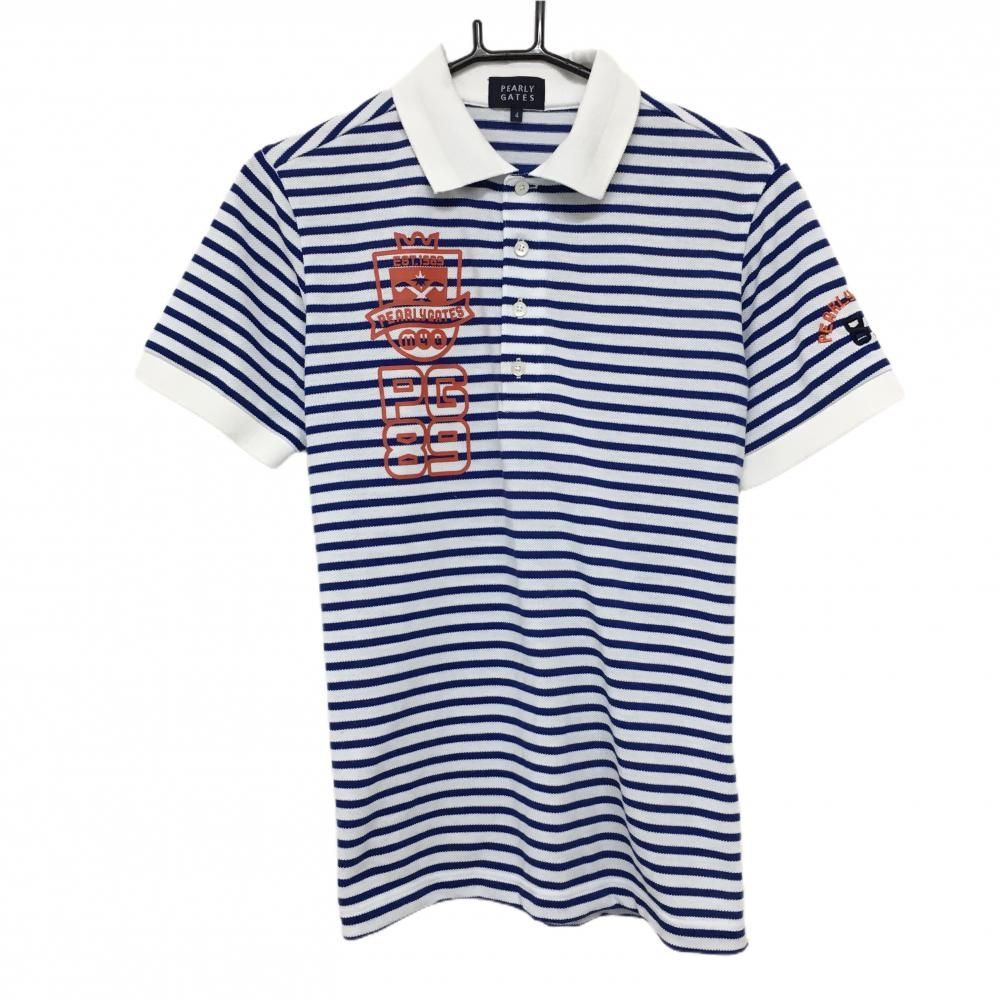☆SALE価格☆パーリーゲイツ 半袖ポロシャツ 白×ブルー ボーダー