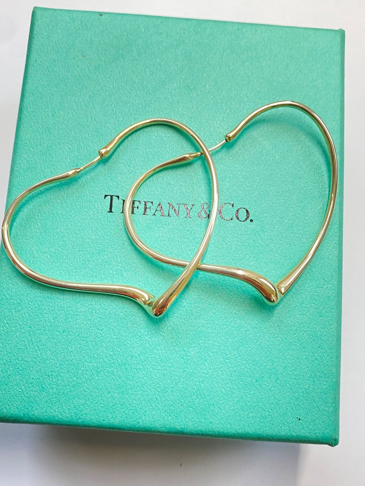 ティファニー オープン ハート フープ ピアス 美品】Tiffany & Co