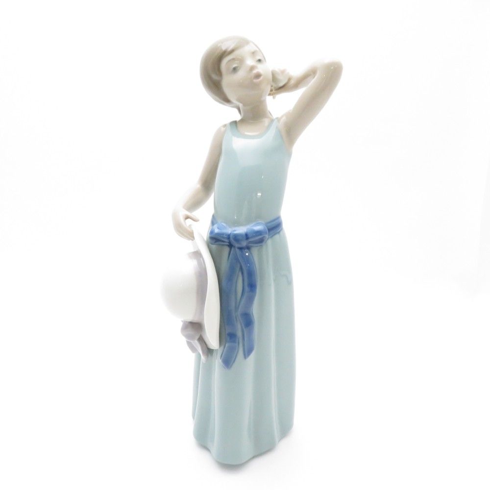 美品 LLADRO リヤドロ 5010 なびかせて 若草色の少女 フィギュリン 置物 人形 オブジェ ポーセリン SU9693X2 