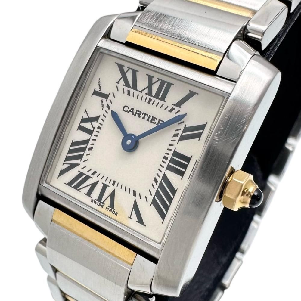 CARTIER|カルティエ タンクフランセーズSM W51007Q4 腕時計 ステンレススチール|YG クオーツ ベージュ文字盤|コンビ レディース 真子質店 GD