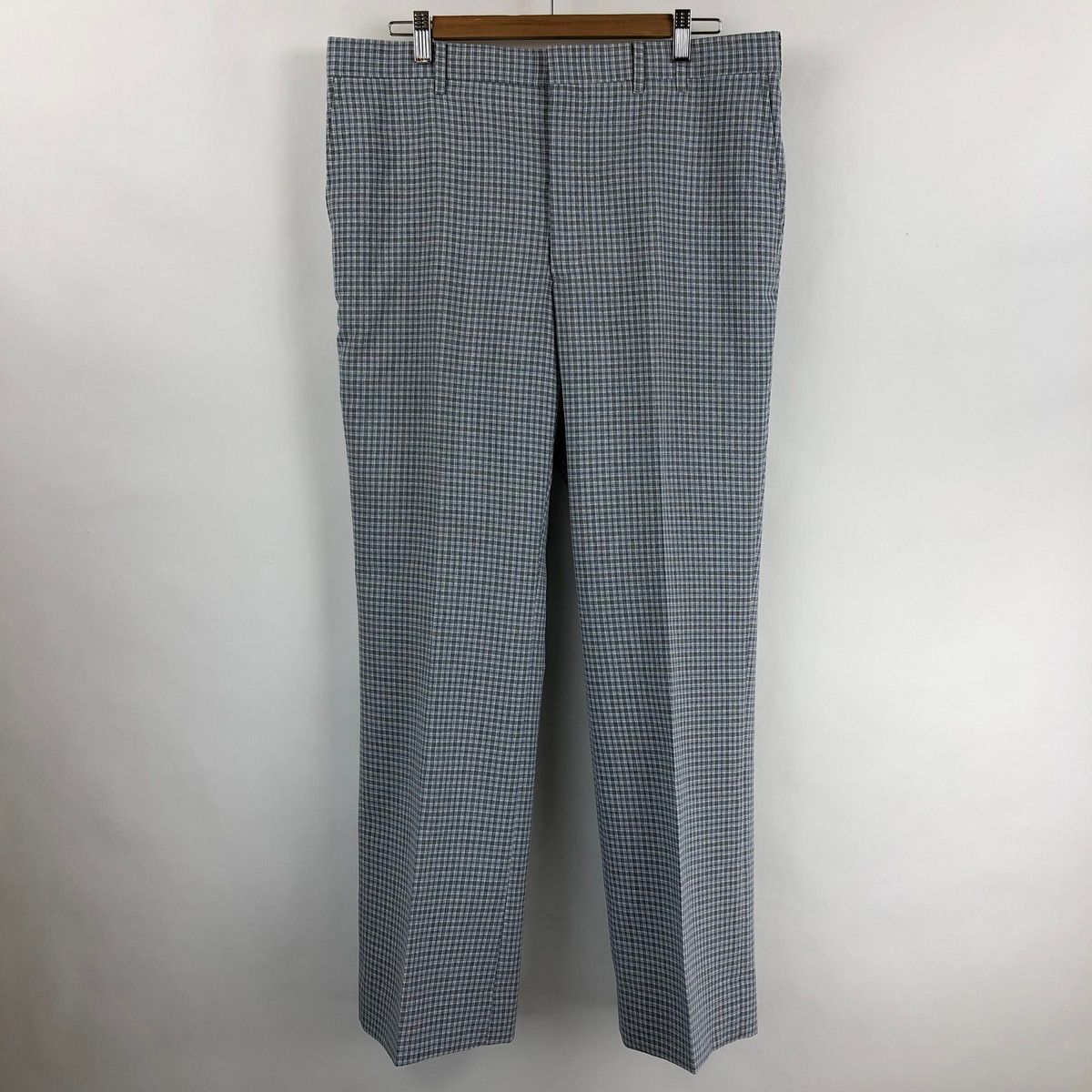 【古着】 スラックス チェックパンツ ストレート 70年代 ヴィンテージ グレー系 メンズW35 【中古】 n022415