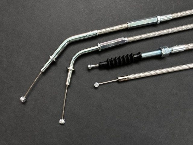 ZRX400/Ⅱ メッシュワイヤーSET 10cmロング 日本製 100 車用品・バイク用品 カワサキ ZRX400⁄2 専用 ブラック ワイヤー