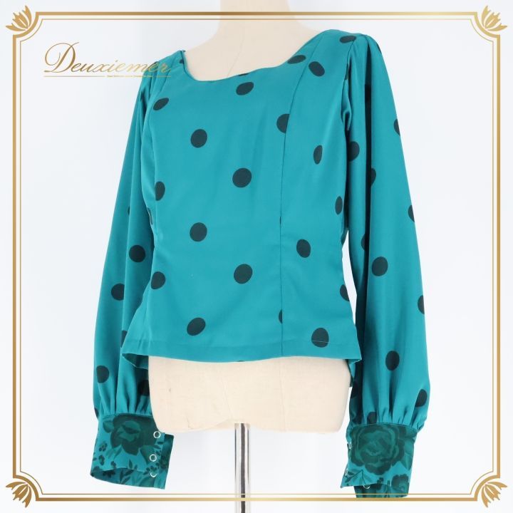 フラメンコ 衣装 マリキータ MariQuita トップス ブラウス 青 緑 ドット 水玉 長袖 青緑 花柄 お洒落 ダンス パーティ 発表会 グリーン系 ブルー系 ファッション ダンス衣装 おしゃれ トップス レディース 長袖ブラウス スタイリッシュ