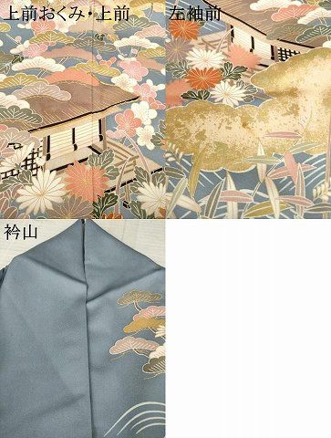 平和屋着物○訪問着 駒刺繍 風景花文 金彩 正絹 逸品 AAAZ8094ck
