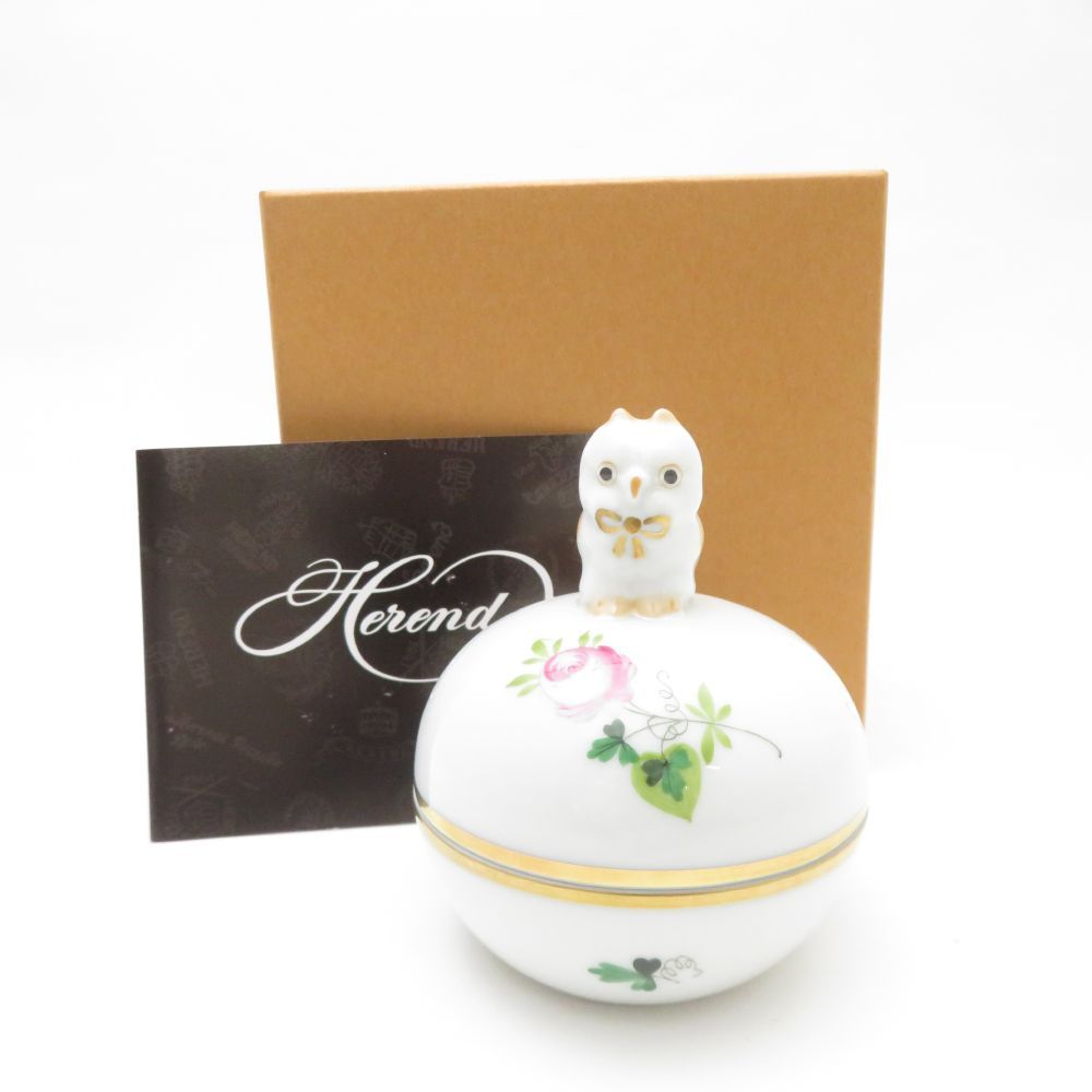 ♥ Herend ヘレンド ウィーンの薔薇シンプル VRHS マルボンボン S ふくろう 1点 フクロウ 梟 ファンタジー2025 SC9018D2