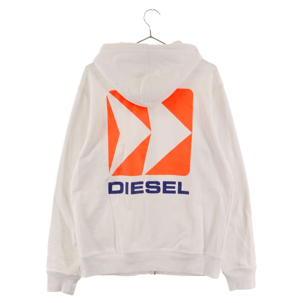 DIESEL (ディーゼル) バックプリント ジップアップ フーディープルオーバーパーカー 00SHG0-BMOWT-BRANDON-Z-0HAXD ホワイト