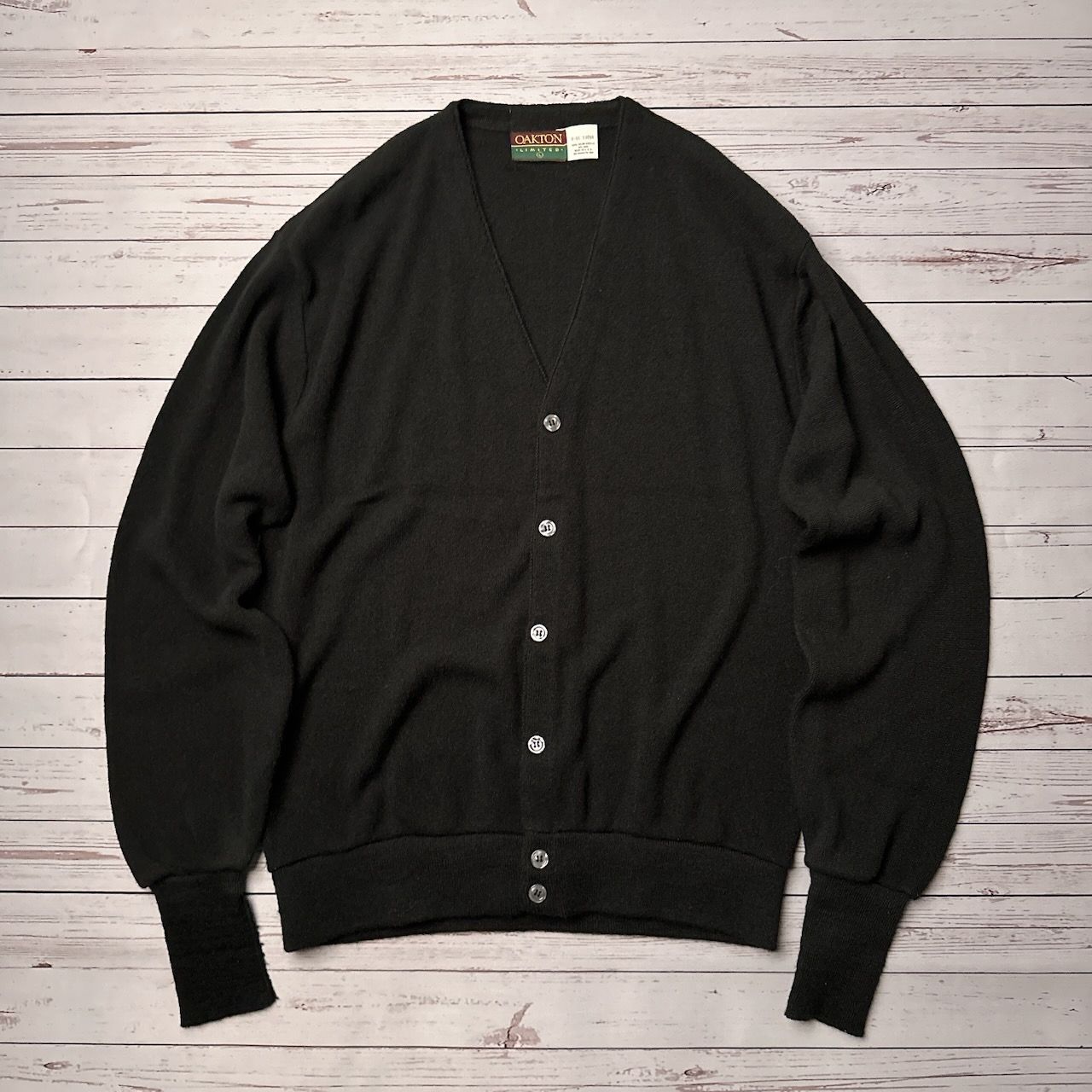 80s USA製 OAKTON アクリルカーディガン 無地 Lサイズ 黒 古着 - メルカリ