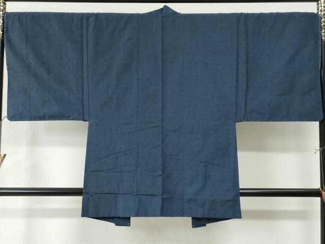 平和屋着物○男性 紬 アンサンブル 色無地 藍鉄色 正絹 逸品 AABA8244ck