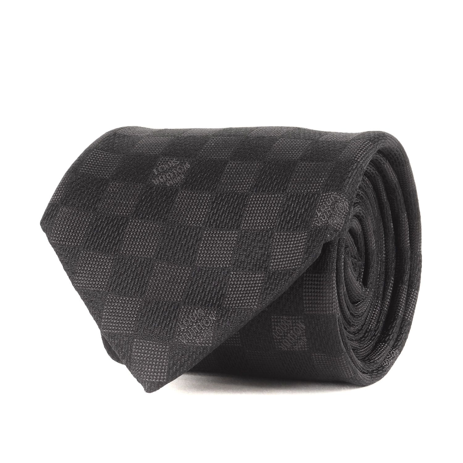 美品 LOUIS VUITTON ルイヴィトン ネクタイ ブラック ジャガード LOUIS VUITTON ルイヴィトン ネクタイ / ダミエ ジャガード