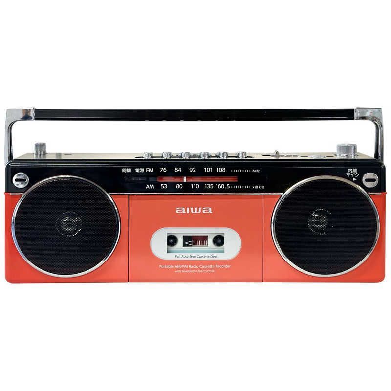 送料無料 ♥ 未開梱 とうしょう ステレオ型ラジカセ aiwa ワイドFM対応 |Bluetooth対応 |CDラジカセ レッド GAA4-RCP0002-RD