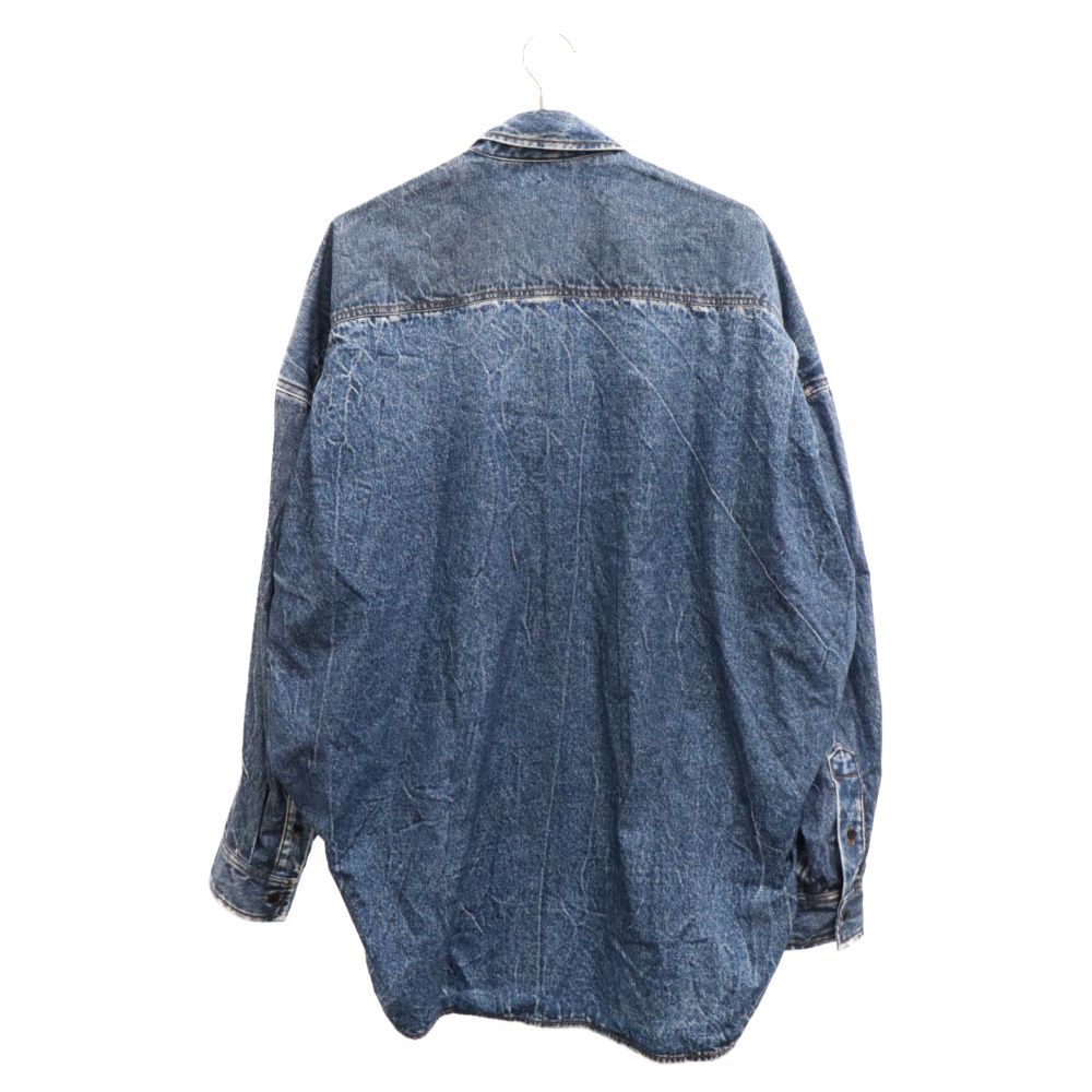 BALENCIAGA デニムシャツ ブラック グレー 39サイズ レッドロゴ
