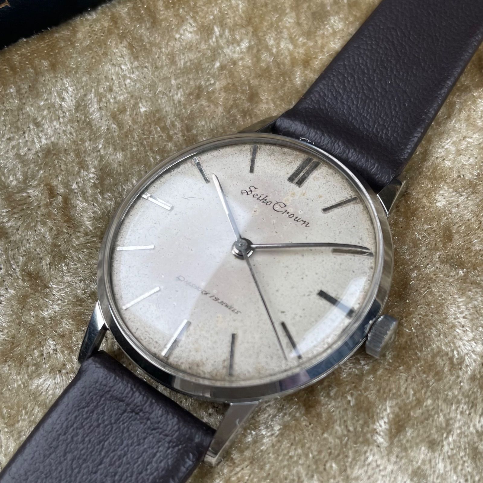 ビンテージ オーバーホール済み 精工舎 SEIKO セイコー 希少 初期型 クラウン Cal.560 19石 1502CW 1959年5月製造 パティーナダイヤル 風防綺麗 SS 機械式 手巻き