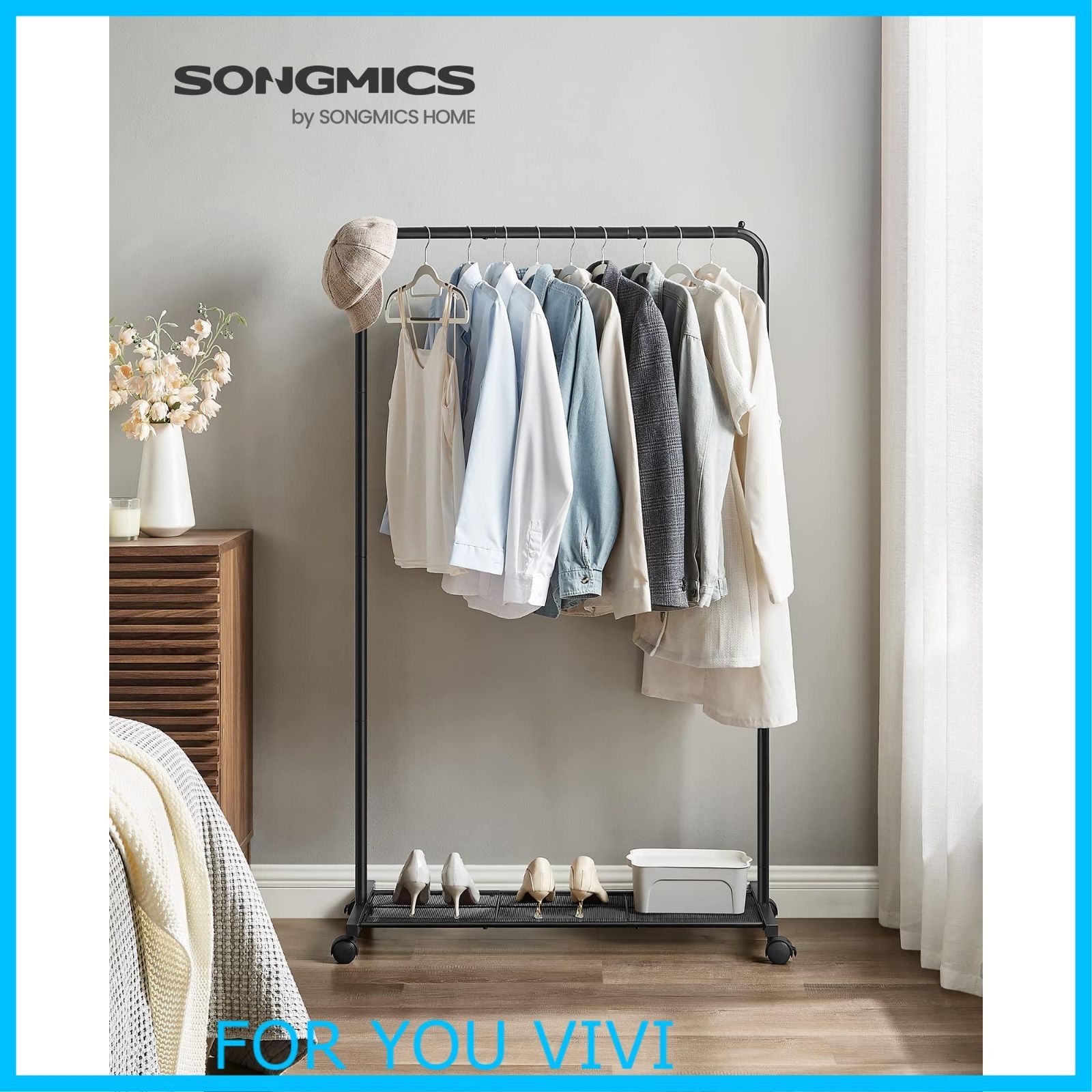 SONGMICS ハンガーラック 時間限定 50kg耐荷重 大型ハンガーラック ☆5%OFF!SONGMICS パイプハンガー : ハンガーラックスリム大容量 コート掛け、洋 スタイルハンガー コート掛け スリム ラック付き スタイル 特価商品SONGMICS