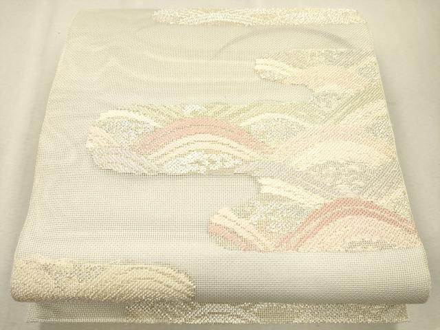 M129 夏帯　流水　六通　正絹　袋帯　着物　未使用美品 平和屋着物＊夏物 六通柄袋帯 エ霞流水文 金銀糸 正絹 逸品 未