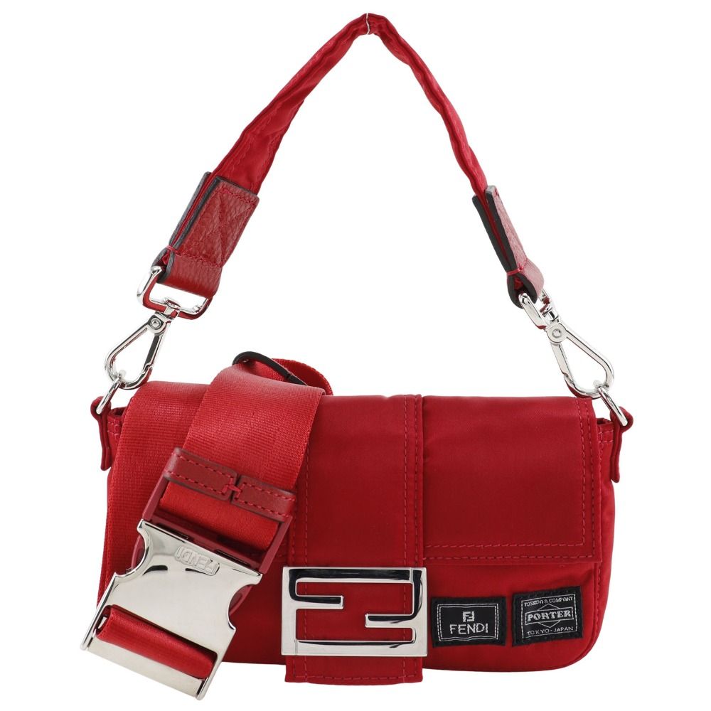 美品　PORTER 赤 ショルダーバッグ FENDI】フェンディ マンマバケット ポーターコラボ 2WAY