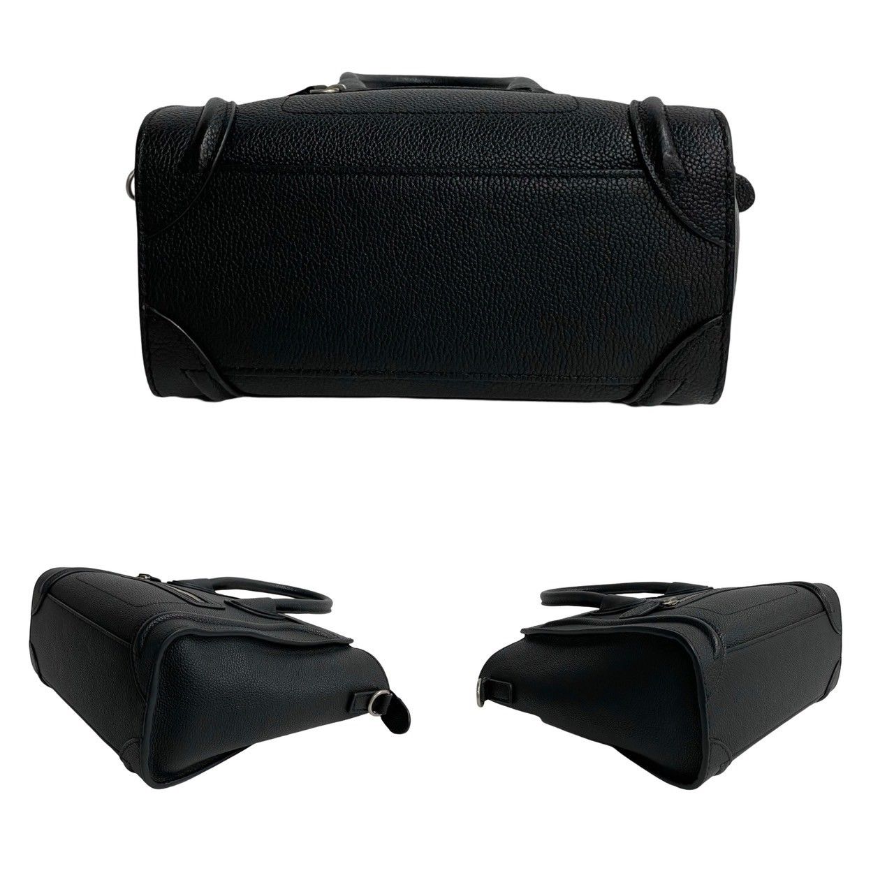 CELINE ナノラゲージ ラゲージ ブラックレザー ハンドバッグ セリーヌラゲージ ナノ ブラック ゴールド金具 レディース レザー