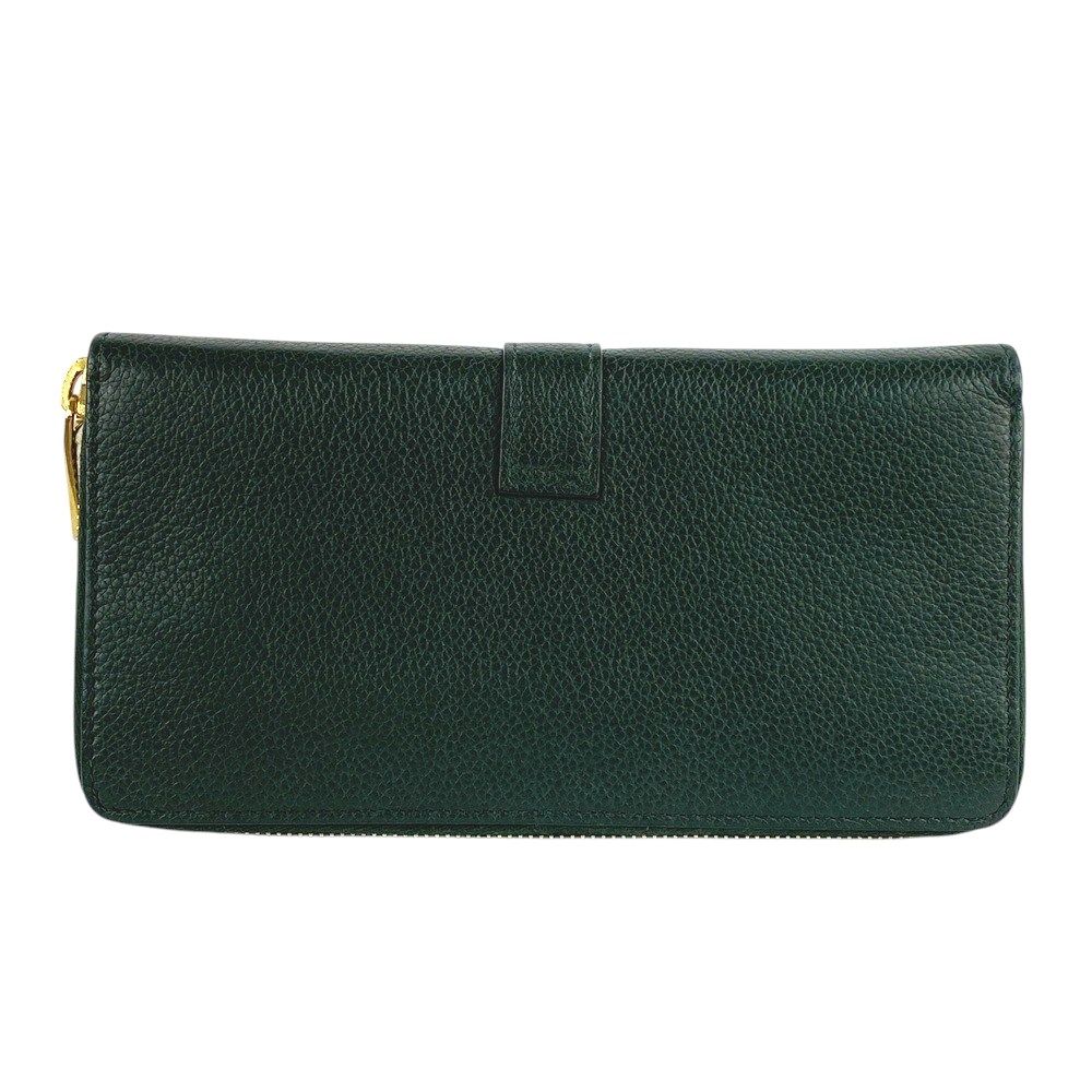 □美品□ サンローラン 長財布 ラウンド ジップ レザー GP グリーン  