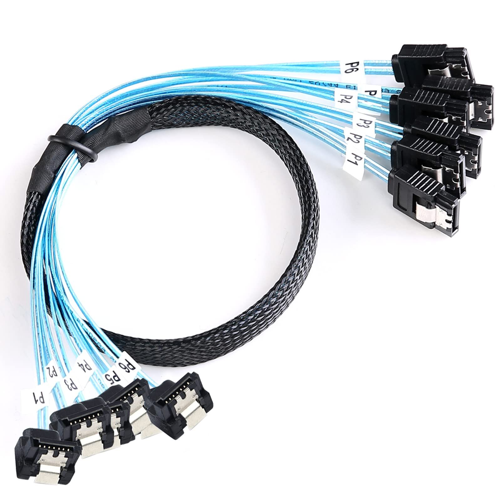 AdcAudx SATA-III ケーブル: 0.5m 6本/セット-SATA ケーブル 90度 直角 SATA-データケーブル SAS/SATA-6Gbps ケーブル サーバーレイド SDD HDD CD DVDドライブ用 (1.6フィート) 