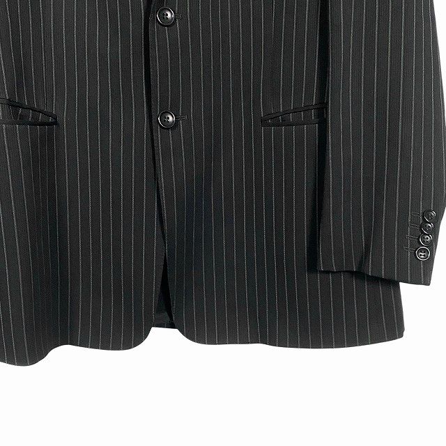 アルマーニコレツィオーニ　ストライプスーツ　ウールスーツ　美品　黒　L相当 アルマーニ コレツィオーニ ARMANI COLLEZIONI スーツ ジャケット