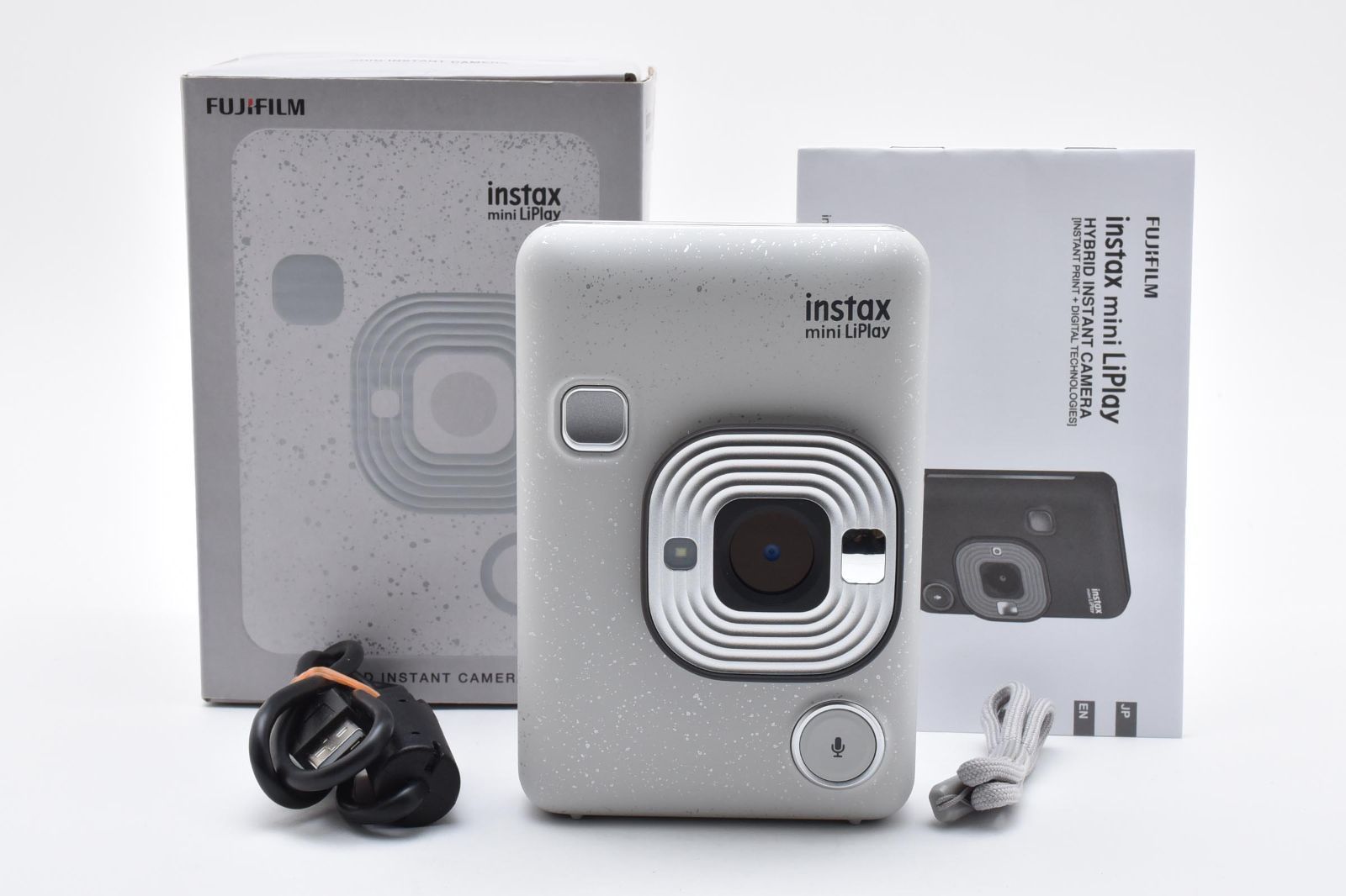FUJIFILM instax mini LiPlay ストーンホワイト 本体交換品で安心 高機能ハイブリッドチェキ スマホ連携＆音声録音