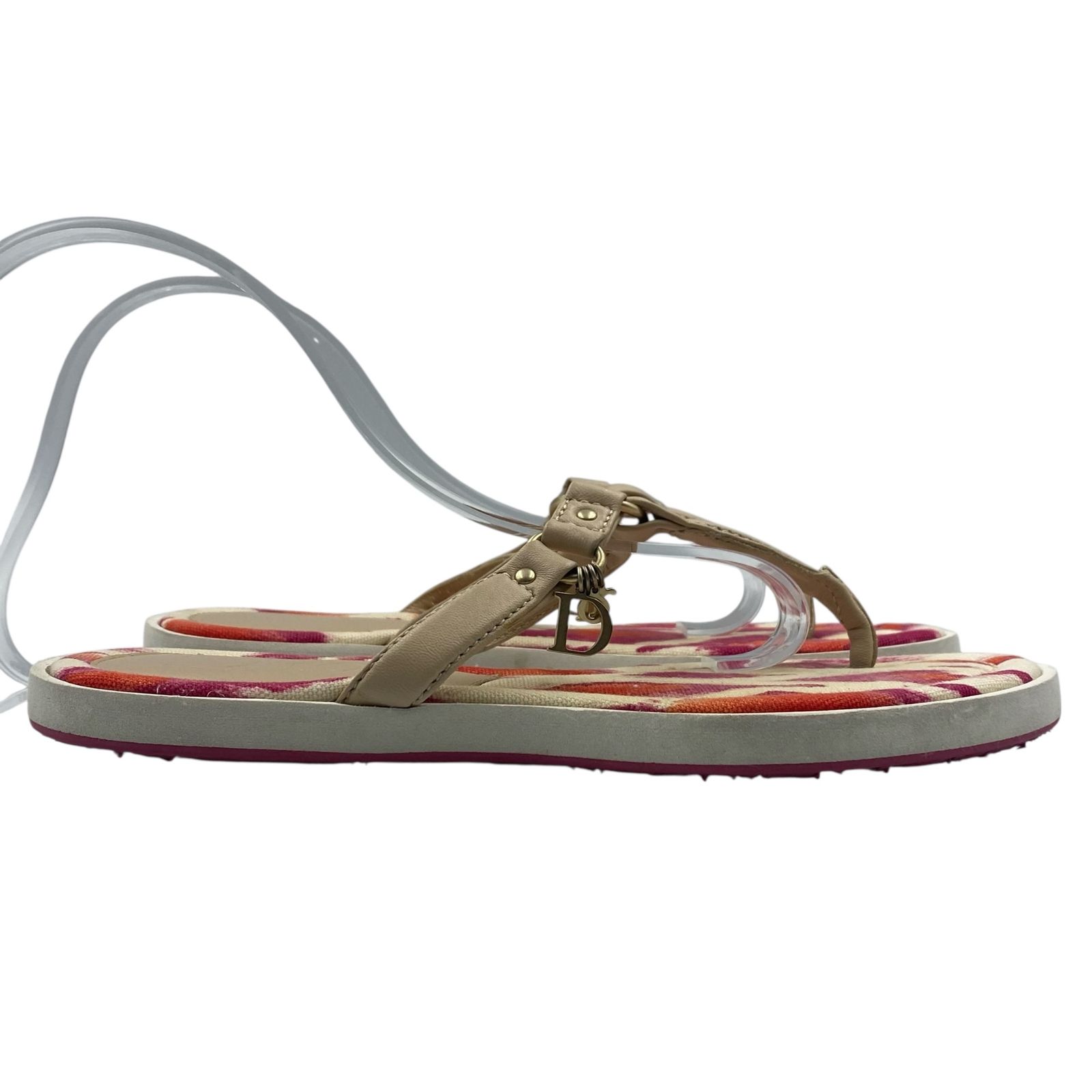 Dior☆サンダル ロゴ シンプル レザー カジュアル 夏らしい 美品 Christian Dior ディオール サンダル レザー ロゴ マルチ