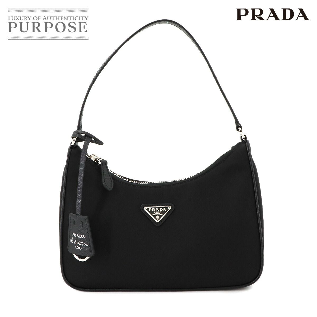 プラダ PRADA Re-Edition 2005 ミニバッグ ハンド バッグ ナイロン サフィアーノレザー ブラック 1NE204 Mini Bag 90280526