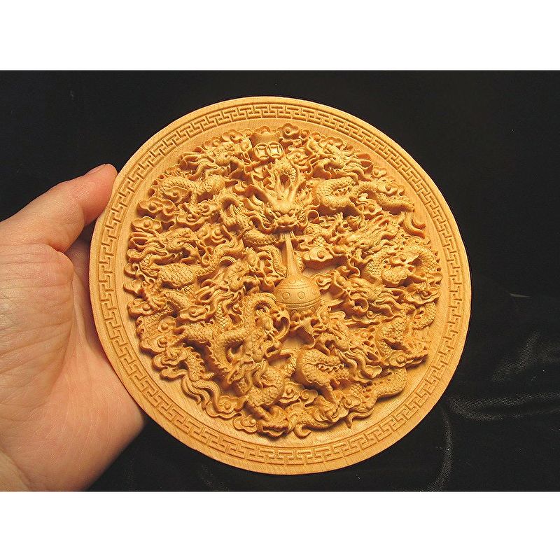 置物 装飾品 オーナメント 彫刻 木彫り ドラゴン 龍 鳳凰 木製