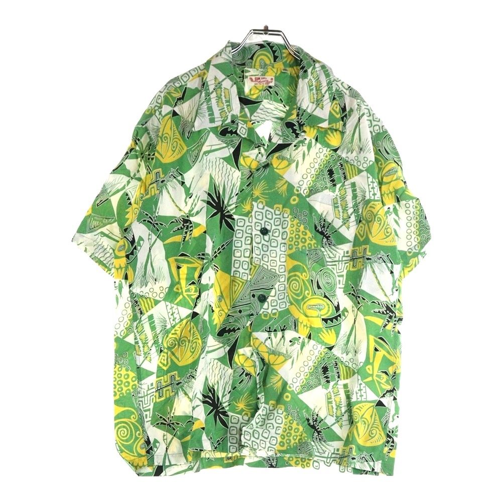SUN SURF サンサーフ HAWAIIAN PICTOGRAPH SS38034 ハワイアンピクトグラム半袖オープンカラーシャツ アロハシャツ グリーン