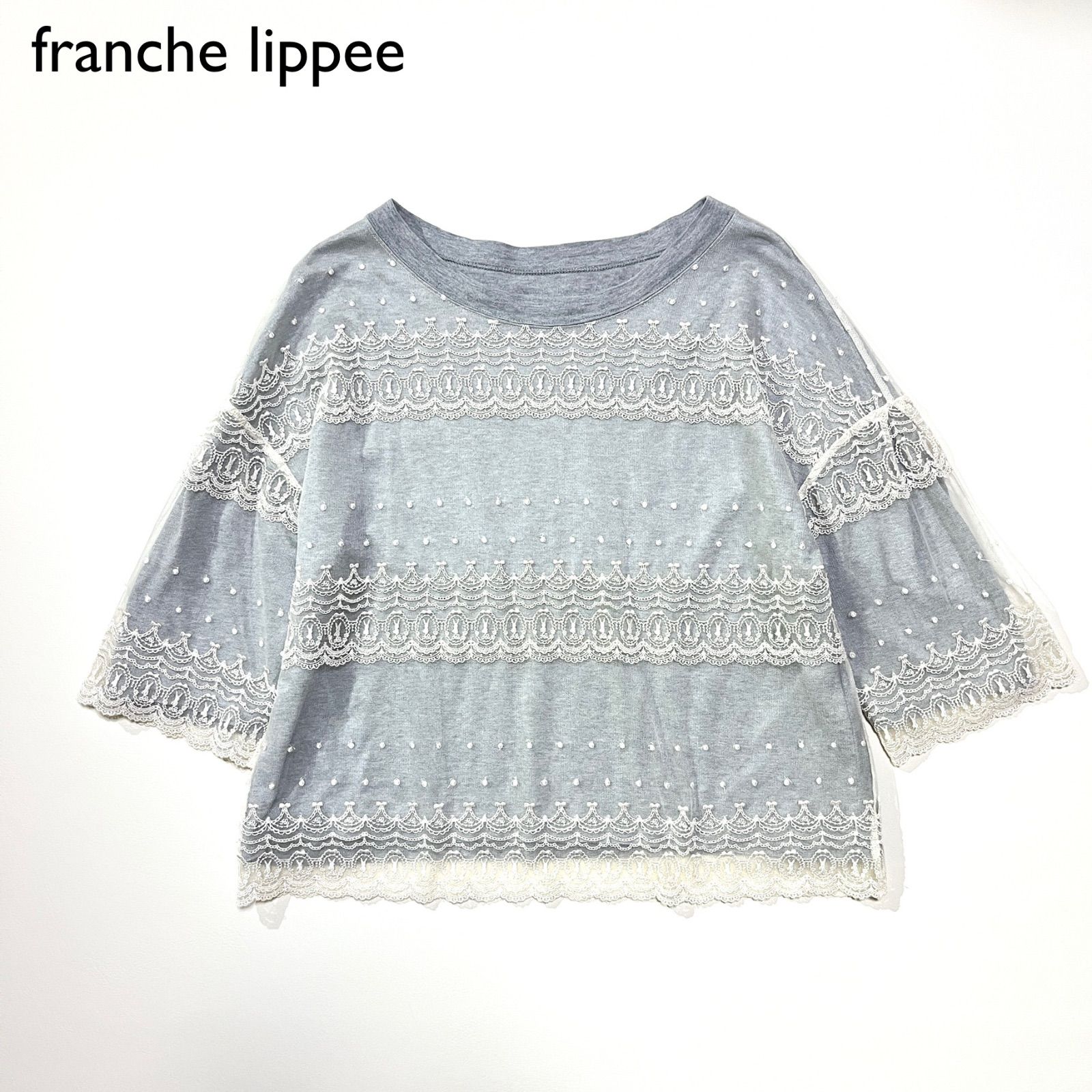 franche lippee - うさぎのベールたっぽりT cf34 franche lippee うさぎのベールたっぽりTシャツ レース