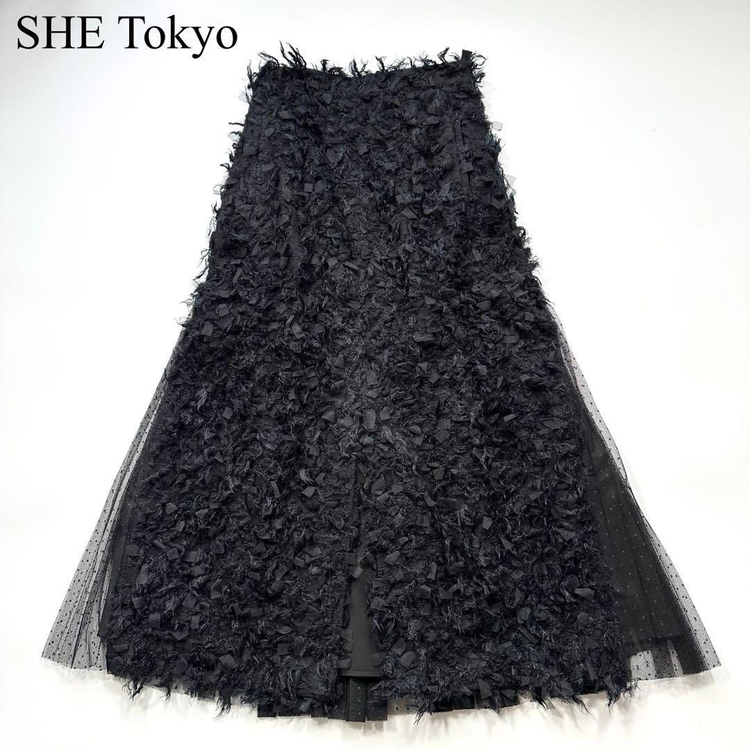 SHE Tokyo シートーキョー Vivienne feather チュール ドット プリーツ