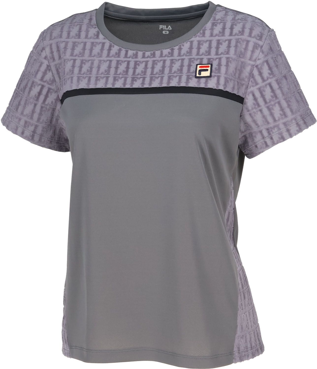 フィラ FILA テニス ゲームシャツ レディース ウィメンズ 女性 大人 半袖 Tシャツ トップス ウェア ロゴ 部活動 クラブ サークル スクール 練習 試合 大会 トレーニング EL0250 08Z ブラック