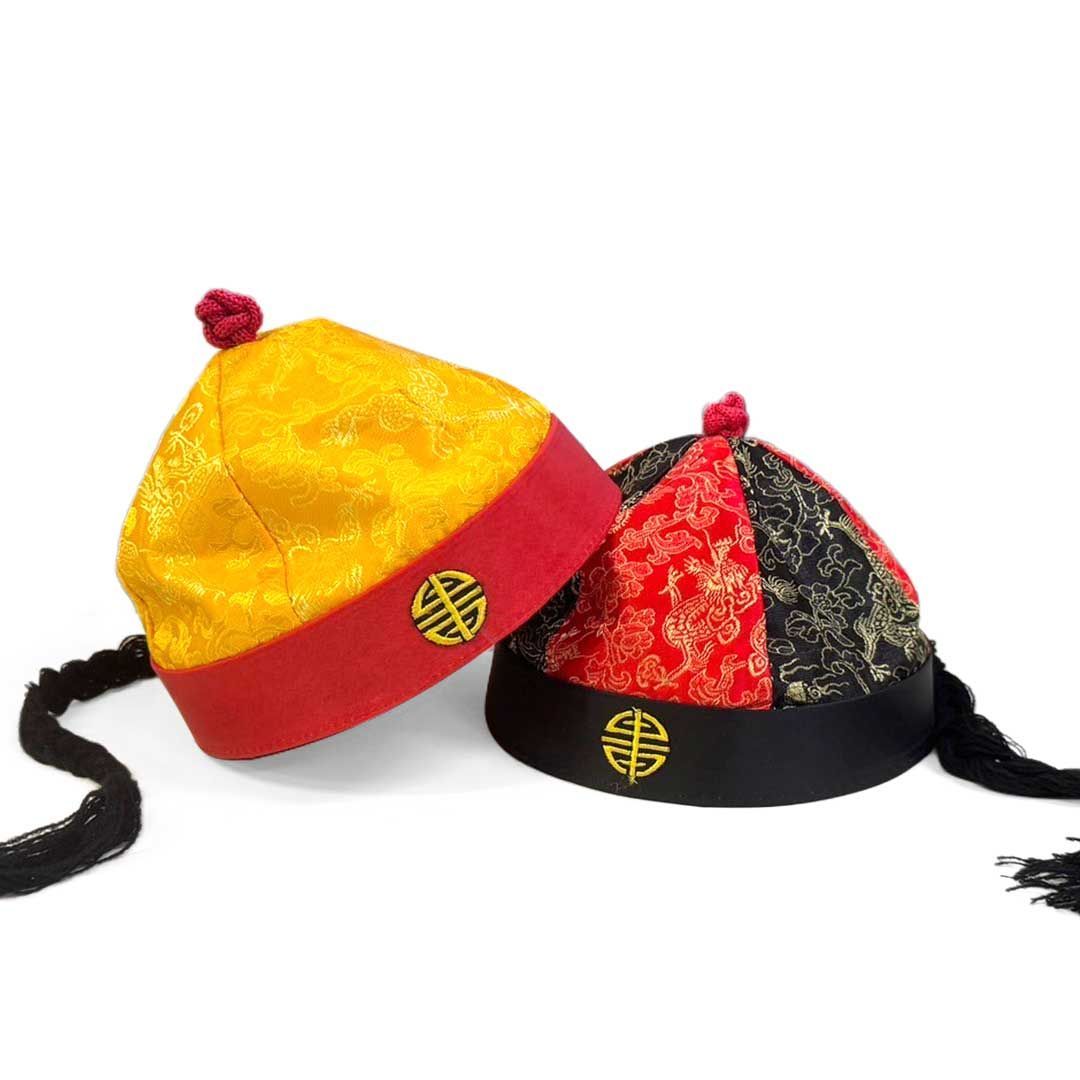 帽子 中華 中国の宮殿帽子 後ろ髪付き カンフースタイル 大人用 全2色