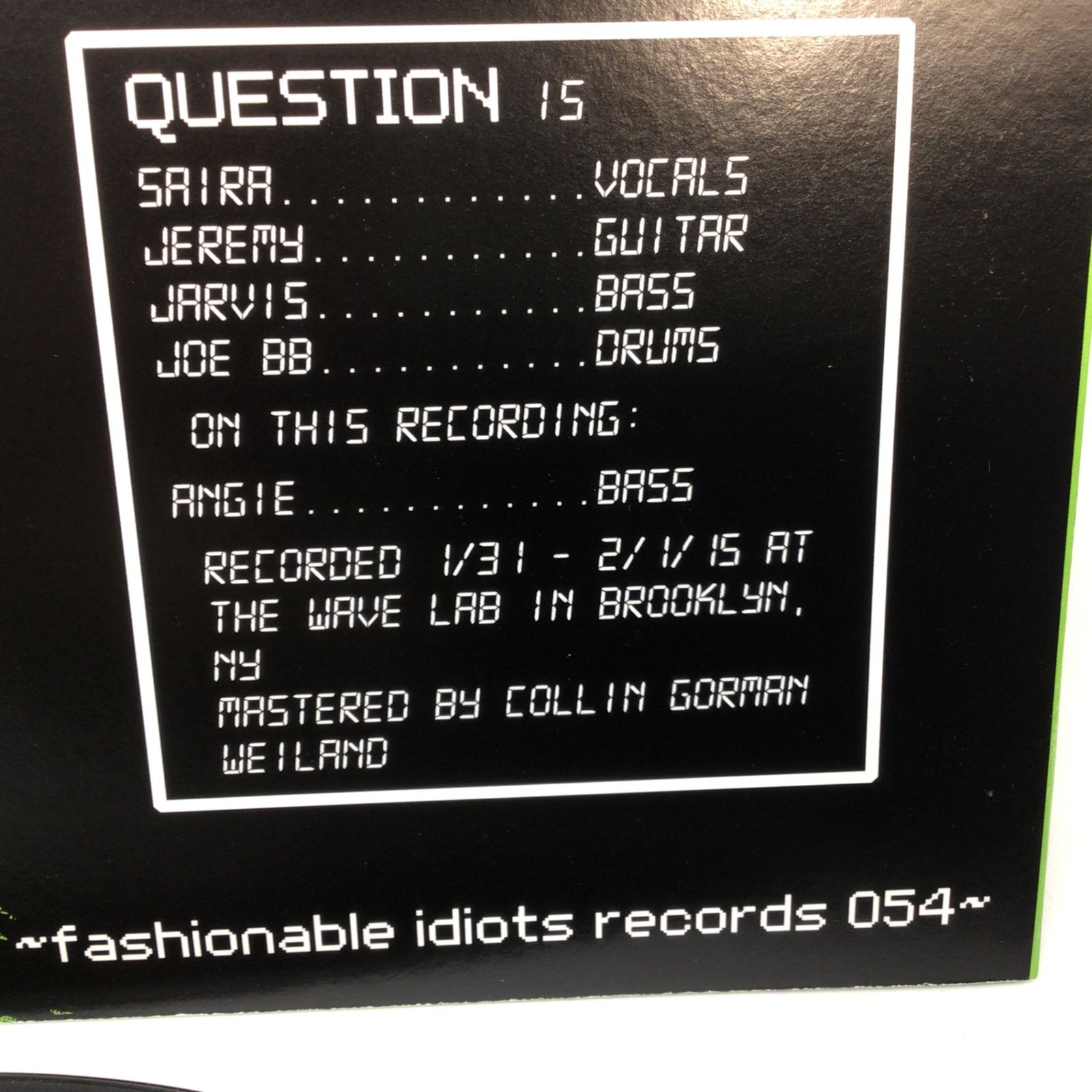 8142 【美品】 USハードコアパンク Question – S/T LP (2016