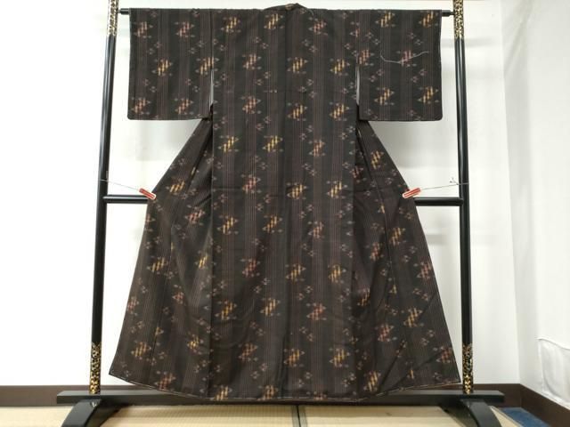 平和屋本店■極上　紬　十字絣　ロング丈　逸品　未使用　DZAA5387kh5 平和屋本店□極上 紬 十字絣 ロング丈 逸品 未使用 DZAA5387kh5