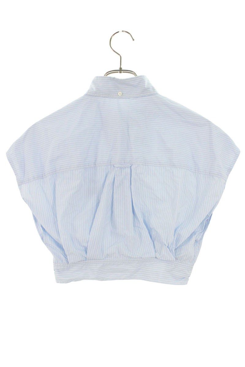 ロゴ刺繍ストライプノースリーブシャツ